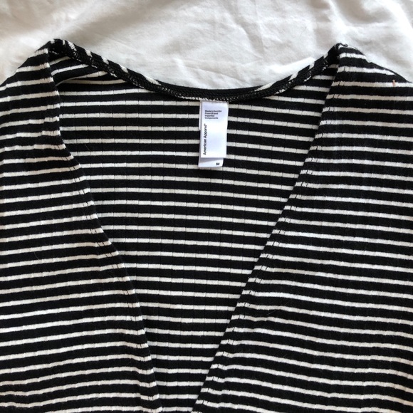 American Apparel Black & white stripe V neck - Picture 2 of 3
